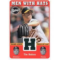 702185 Tim Hudson Player Worn Jersey Patch Oakland Athletics 2003 Upper Deck Vintage No.MHHU Baseball Card