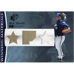 702559 Ben Sheets Player Worn Jersey Patch Milwaukee Brewers 2008 Upper Deck Winning Materials No.WMBS Baseball Card