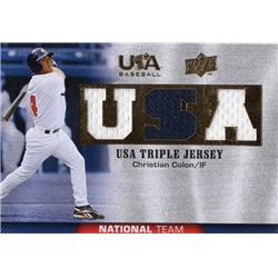 702588 Christian Colon Player Worn Jersey Patch Team USA 2009 Upper Deck Triple No.TJNTCC Baseball Card