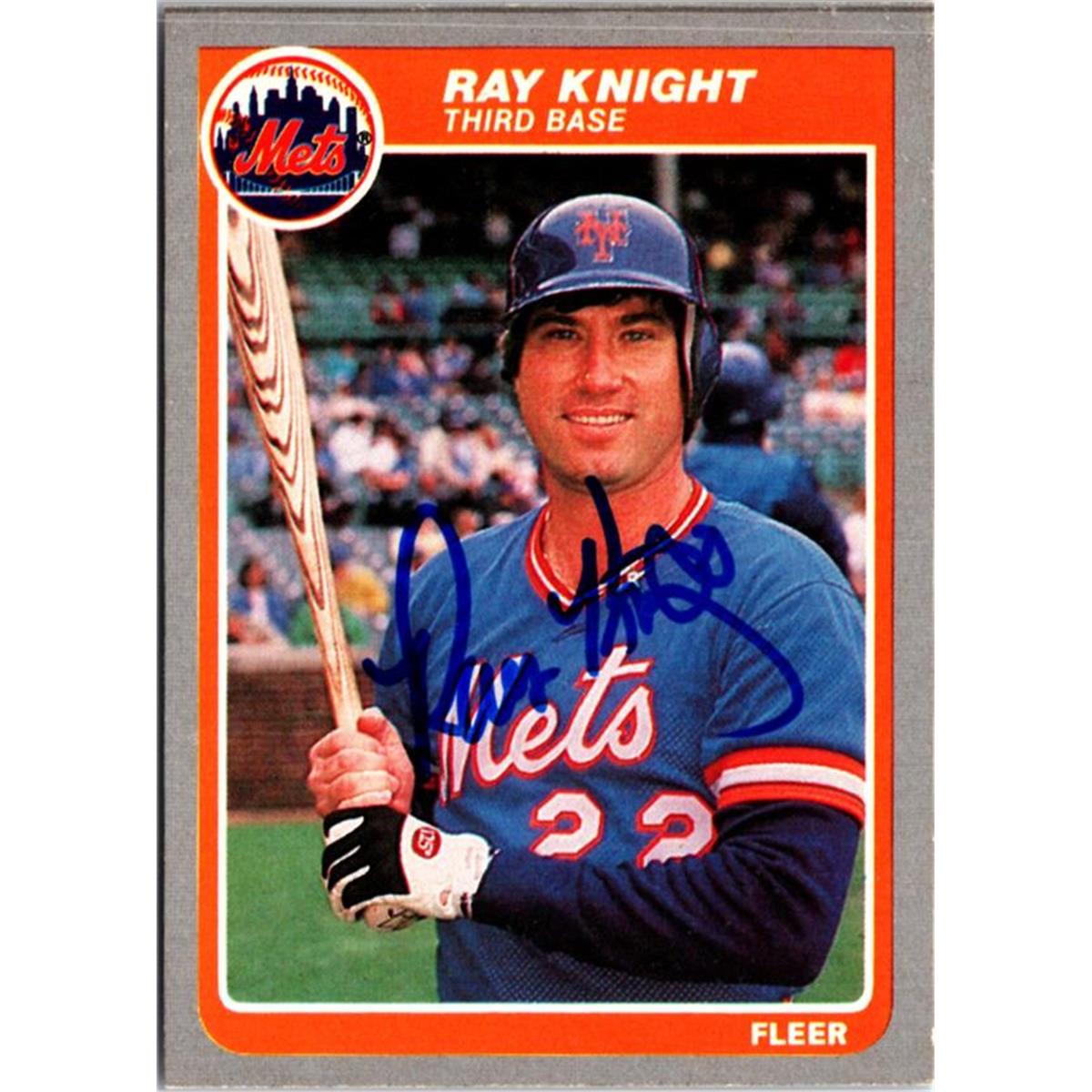 702622 Ray Knight Signed New York Mets 1985 Fleer No.86 Baseball Card
