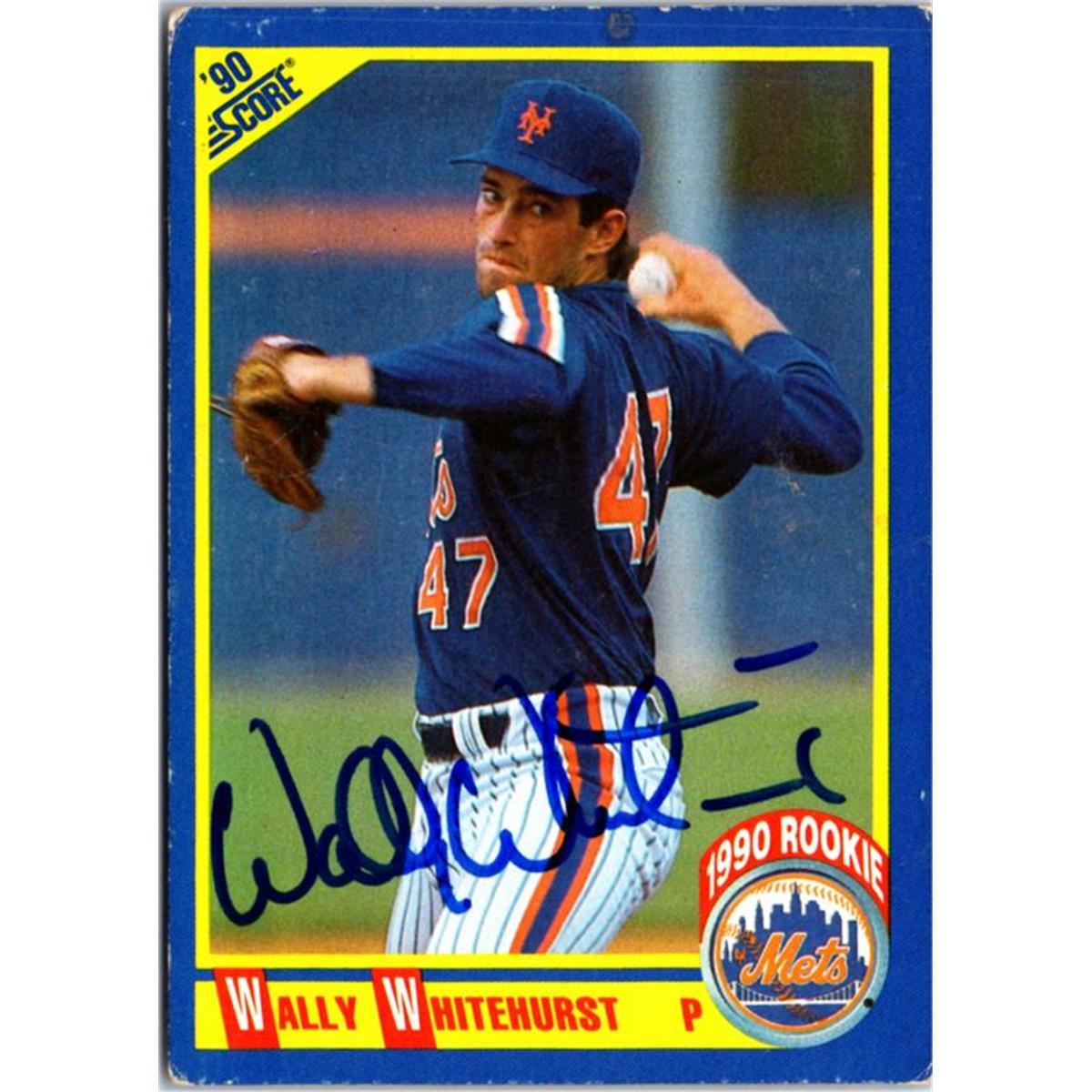 702655 Wally Whitehurst Signed New York Mets 1990 Score No.599 Baseball Card