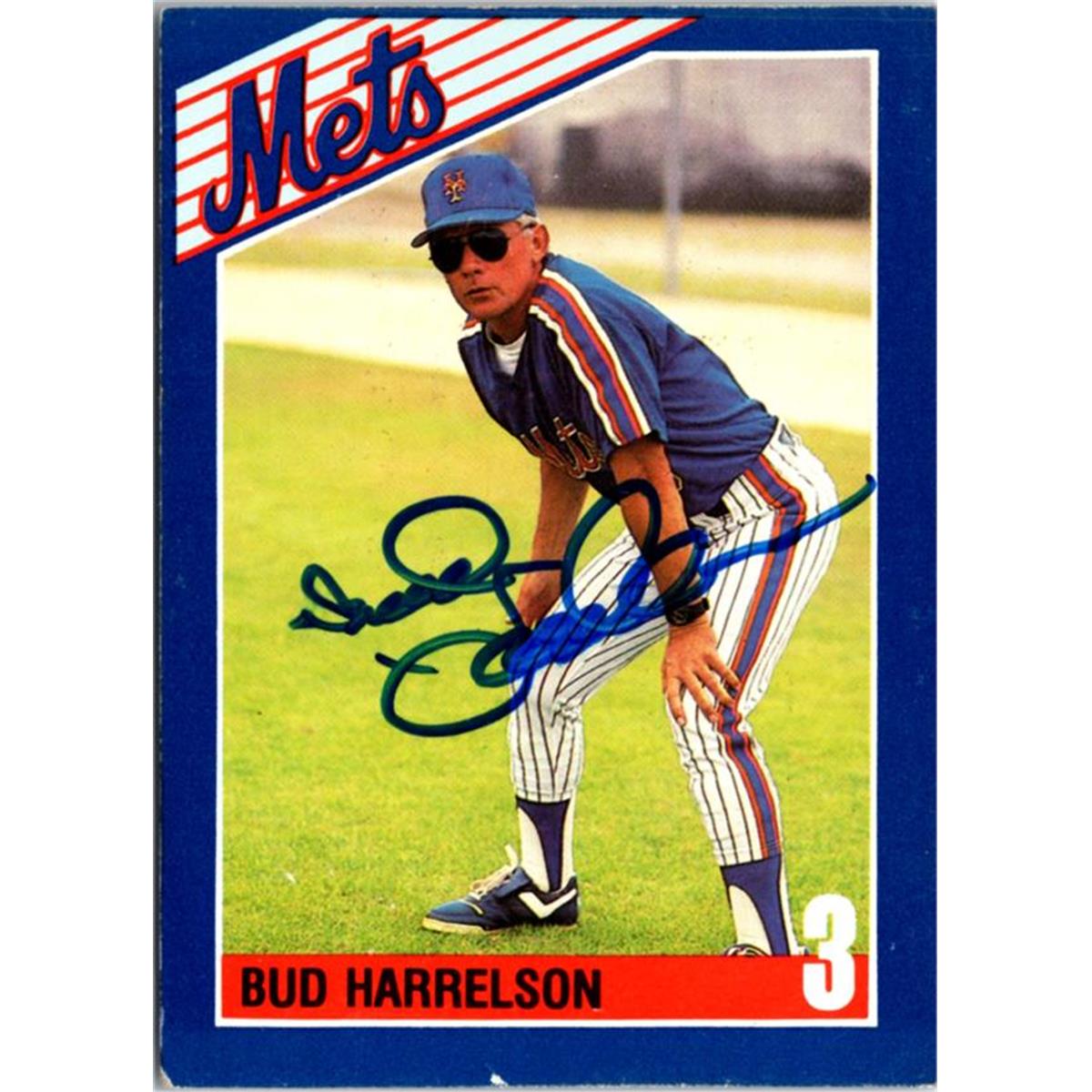 702802 Bud Harrelson Signed New York Mets 1990 Kahns No.3 Baseball Card