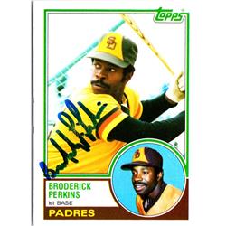 703048 Broderick Perkins Signed San Diego Padres, JZ 1983 Topps No.593 Baseball Card