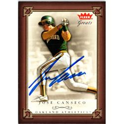703162 Jose Canseco Signed Oakland Athletics 2004 Fleer Greats No.33 Baseball Card