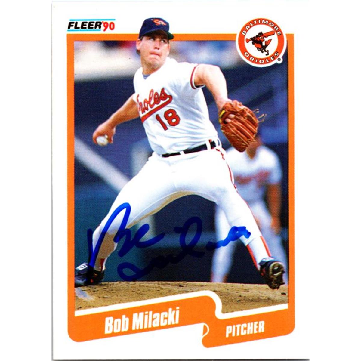 689675 Bob Milacki Autographed Baltimore Orioles 1990 Fleer No.182 Baseball Card
