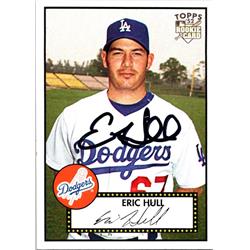 689727 Eric Hull Autographed Los Angeles Dodgers, JZ 2007 Topps 52 Rookie No.128 Baseball Card