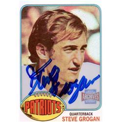 700390 Steve Grogan Autographed New England Patriots, SC 2001 Topps Archives Reserve Refractor No.376 Football Card