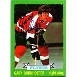 700448 Gary Dornhoefer Autographed Philadelphia Flyers, SC 1973 O-Pee-Chee No.182 Hockey Card