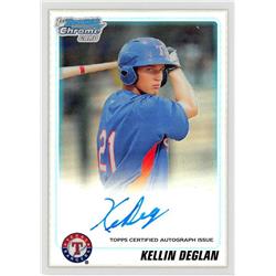 700566 Kellin Deglan Autographed Texas Rangers 2010 Bowman 1st Chrome Rookie Refractor No.BDPP66 LE 408-500 Baseball Card