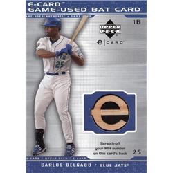 700765 Carlos Delgado Player Used Bat Patch Toronto Blue Jays 2001 Upper Deck No.BCD Baseball Card