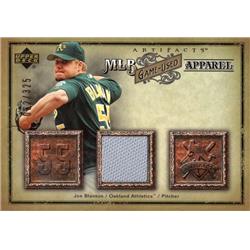 700813 Joe Blanton Player Worn Jersey Patch Oakland Athletics 2006 Upper Deck Apparel No.MLBJO LE 62-325 Baseball Card