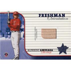 700841 Alfredo Amezaga Player Used Bat Patch Anaheim Angels 2002 Leaf Rookies & Stars No.FO10 Baseball Card