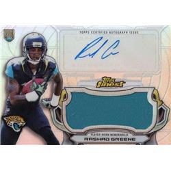 700978 Rashad Greene Autographed Player Worn Jersey Patch Jacksonville Jaguars 2015 Topps Finest Rookie Refractor No.RJRRRG Football Card