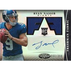 700980 Ryan Nassib Autographed Player Worn Jersey Patch New York Giants 2013 Panini Certified Rookie Refractor No.332 LE 60-399 Football Card