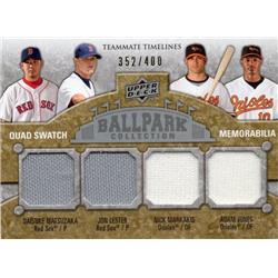 Jon Lester, Daisuke Matsuzaka & Nick Markakis & Adam Jones Player Worn Jersey Patch 2009 Upper Deck Ballpark No.248 LE 352-400 Baseball Card