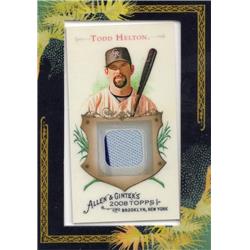687760 Todd Helton Player Worn Jersey Patch Colorado Rockies 2008 Topps Allen & Ginter No.AGRTLH Baseball Card