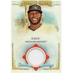 687836 Lorenzo Cain Player Worn Jersey Patch Milwaukee Brewers 2020 Topps Topps Allen & Ginter No.FSRBLC White Baseball Card