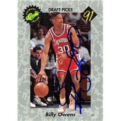 688034 Billy Owens Autographed Syracuse Orangemen, SC 1991 Classic Draft Picks Rookie No.2 Basketball Card