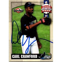 688359 Carl Crawford Autographed Princeton Devil Rays 2000 Team Best Rookie No.16 Baseball Card