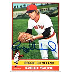 688916 Reggie Cleveland Autographed Boston Red Sox, SC 1976 Topps No.419 Baseball Card