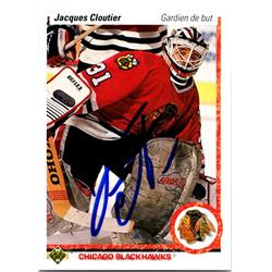 689093 Jacques Cloutier Autographed Chicago Blackhawks 1991 Upper Deck French Edition No.114 Hockey Card