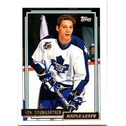 689116 Ken Baumgartner Autographed Toronto Maple Leafs, SC 1992 Topps Gold No.217 Hockey Card