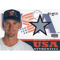 675684 Roy Oswalt Player Worn Jersey Patch Houston Astros, Team USA 2000 Upper Deck Black Diamond No.145 Baseball Card