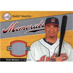 675713 Victor Martinez Player Worn Jersey Patch Cleveland Indians 2007 Upper Deck Sweet Swatch No.SWVM Baseball Card