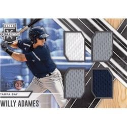 675837 Willy Adames Player Worn Jersey Patch Rays, Brewers 2017 Panini Elite Extra No.QMWA LE 15-399 Baseball Card