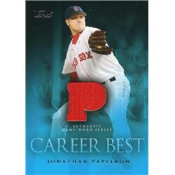 675874 Jonathan Papelbon Player Worn Jersey Patch Boston Red Sox 2009 Topps Career Best No.CBRJP Baseball Card