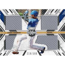 675970 Leody Taveras Player Worn Jersey Patch Texas Rangers 2019 Panini Elite Extra Rookie No.TSLT LE 218-399 Baseball Card