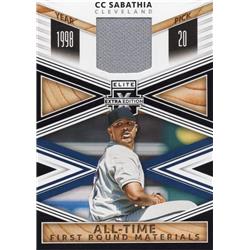 676008 Cc Sabathia Player Worn Jersey Patch Yankees, Indians 2020 Panini Elite Extra Materials No.ATFCS Baseball Card