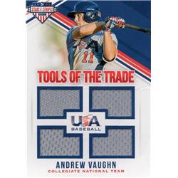 676047 Andrew Vaughn Player Worn Jersey Patch White Sox, Team USA 2018 Panini Stars & Stripes Rookie No.1 LE 243-299 Baseball Card