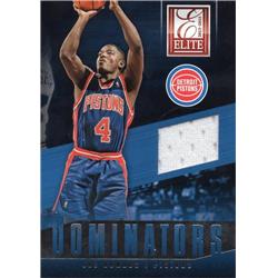 676048 Joe Dumars Player Worn Jersey Patch Detroit Pistons 2014 Panini Elite Dominators No.29 Basketball Card