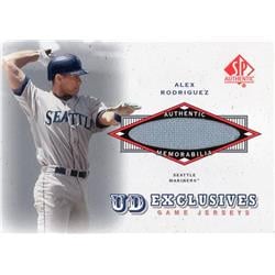 676072 Alex Rodriguez Player Worn Jersey Patch Seattle Mariners 2001 Upper Deck Exclusives No.UDAR Baseball Card