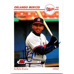 676287 Orlando Merced Autographed Buffalo Bisons 1991 Impel Pre Rookie No.35 Baseball Card