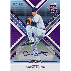 676368 Drew Smith Autographed Tigers, Mets 2016 Panini Elite Extra Aspirations Refractor No.125 LE 62-100 Baseball Card