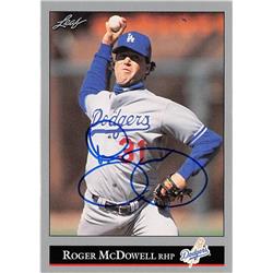 676447 Roger Mcdowell Autographed Los Angeles Dodgers 1992 Leaf No.58 Baseball Card