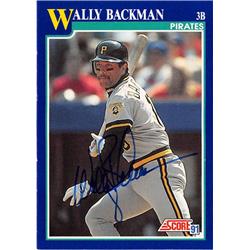 676456 Wally Backman Autographed Pittsburgh Pirates 1991 Score No.16 Baseball Card
