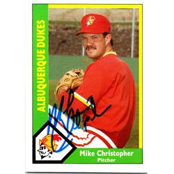 676717 Mike Christopher Autographed Albuquerque Dukes, Dodgers 1990 CMC Minor League Rookie No.403 Baseball Card