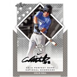 676948 Colin Hall Autographed Georgia Tech Yellowjackets Drafted Rockies 2016 Leaf Perfect Game Showcase No.022 Baseball Card