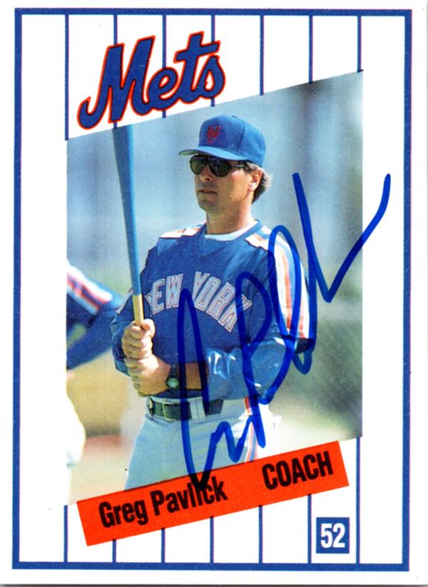 702907 Greg Pavlick Signed Baseball Card -   York Mets 1991 Kahns No.52