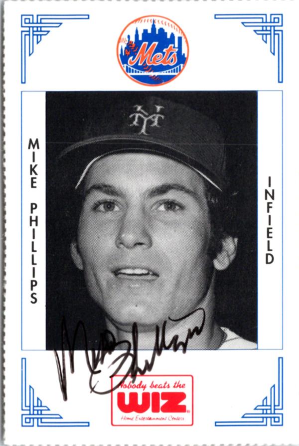 702330 Mike Phillips Signed Baseball Card -   York Mets 1991 Wiz Mini No.315
