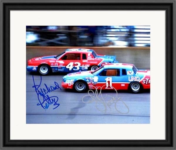 748109 Richard Petty & Kyle Petty Autographed 8 x 10 in. Photo - Auto Racing Legends No.2 Matted & Framed