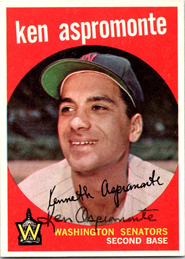 780762 Ken Aspromonte Autographed Baseball Card - Washington Senators 1959 Topps No.424
