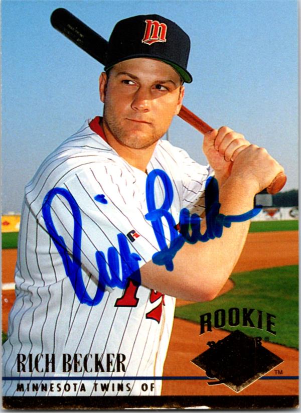 780904 Rich Becker Autographed Baseball Card - Minnesota Twins 1994 Fleer Ultra Rookie No.385