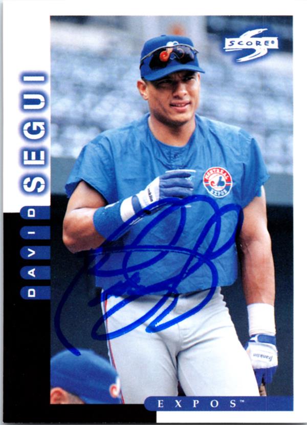 780919 David Segui Autographed Baseball Card - Montreal Expos 1998 Score No.176
