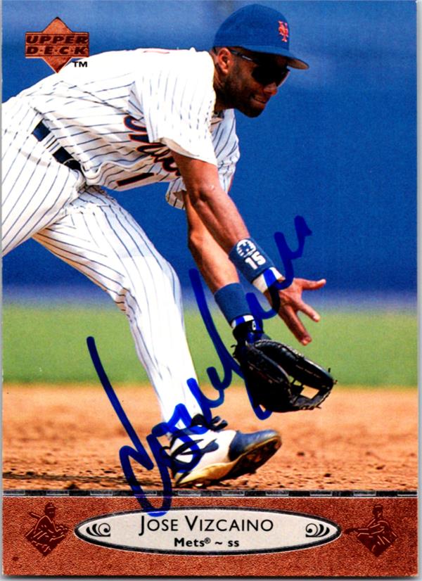736832 Jose Vizcaino Autographed Baseball Card -   York Mets 1996 Upper Deck No.401