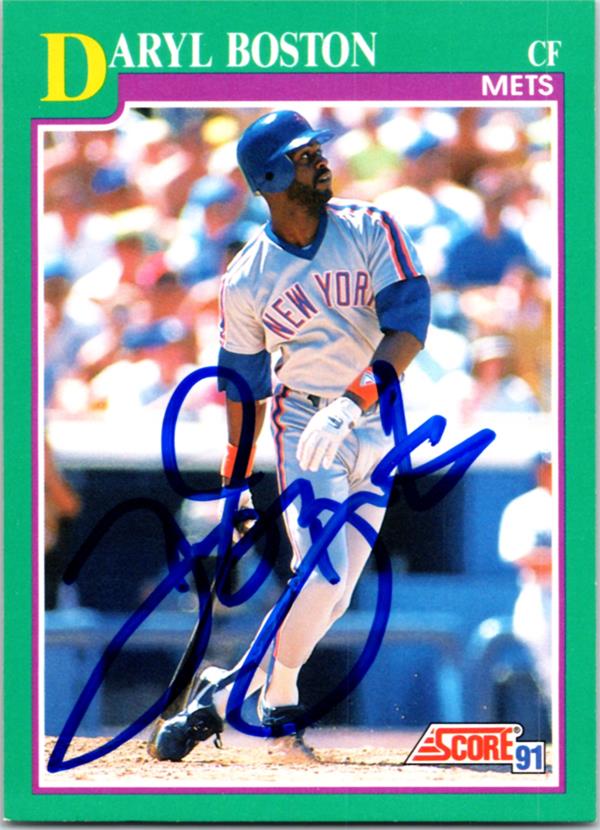 736911 Daryl Boston Autographed Baseball Card -   York Mets 1991 Score No.618