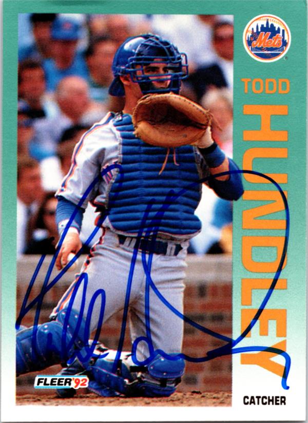737009 Todd Hundley Autographed Baseball Card -   York Mets 1992 Fleer No.506